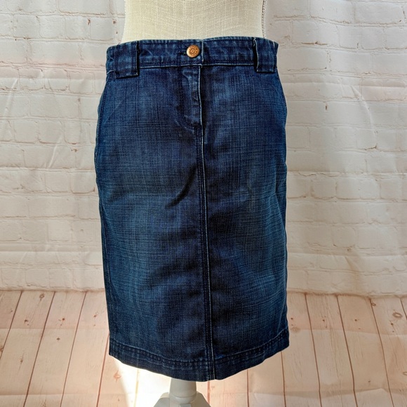J. Crew Jean Skirt Denim Dark Wash Blue Pockets XS 0 - Picture 2 of 9
